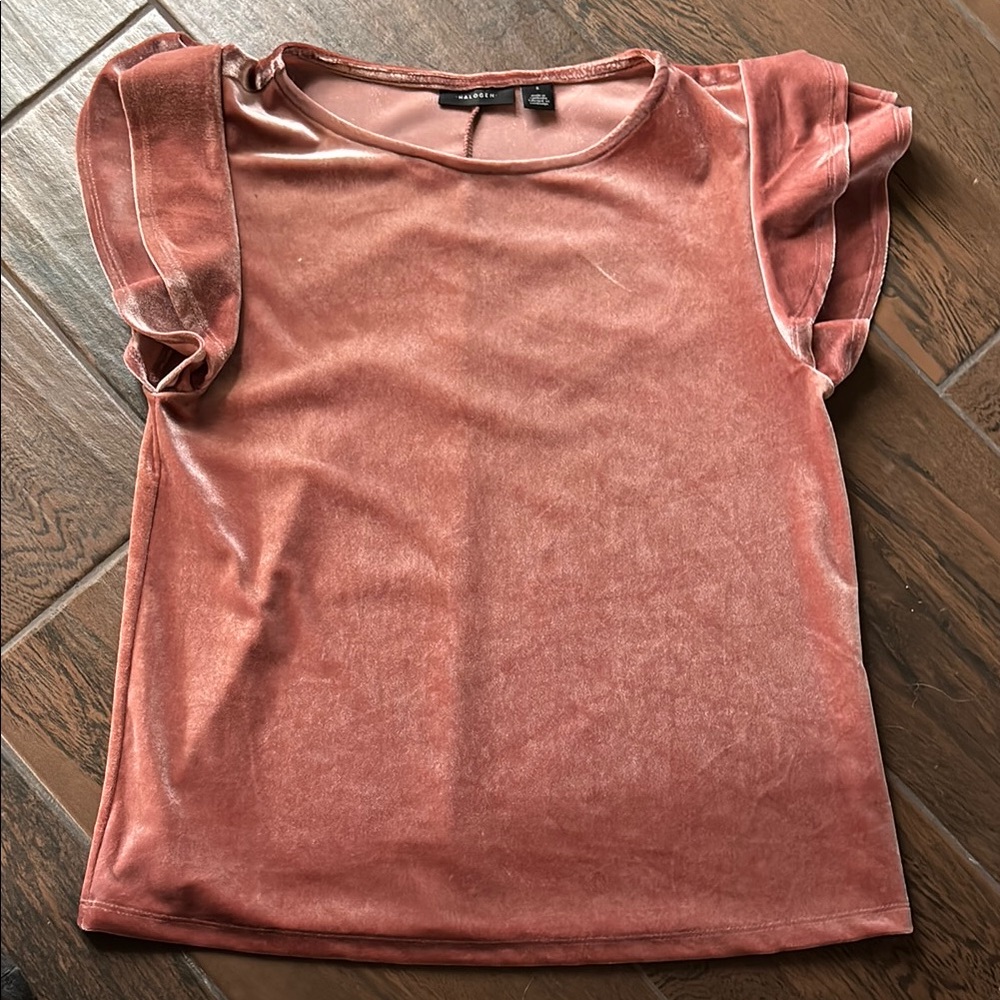 Halogen Pink Ruffled Cap Sleeve Blouse